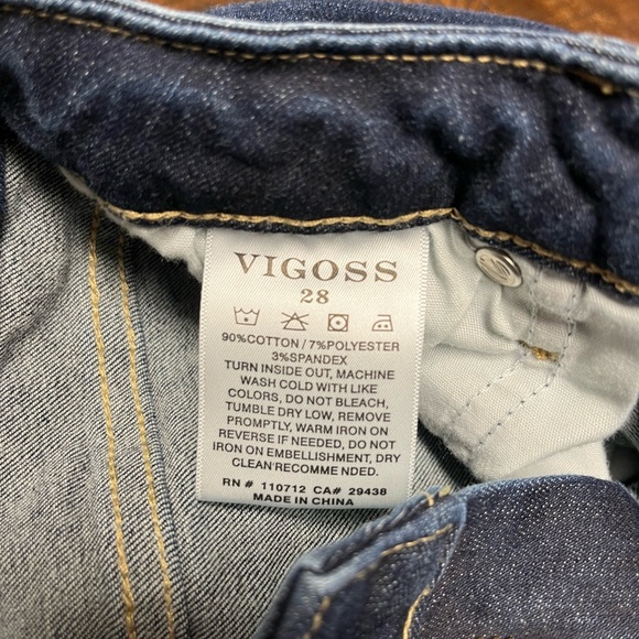 Vigoss Thompson Tomboy Fit Ankle Denim Jeans Low Waist Rise Distressed Dark Wash - Picture 6 of 13